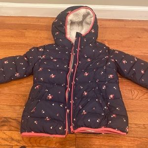 Girl’s Gap Kids Navy Blue Floral Quilted Winter Jacket M